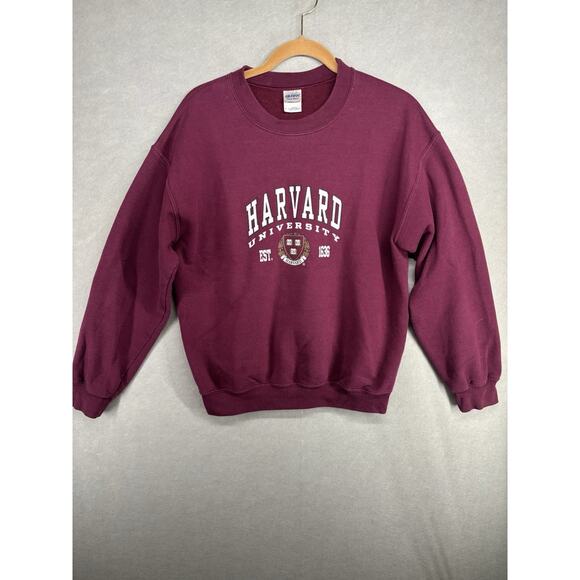 Vintage Harvard Sweatshirt Mens M GildanRed University Student Spellout Sweater - Picture 1 of 7